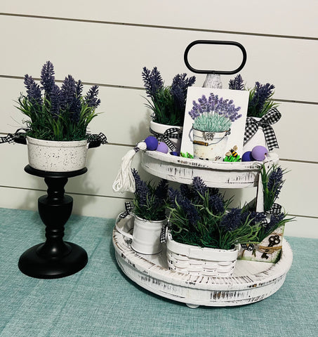 Lavender Tier Tray Decor