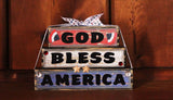 God Bless America Wood Word Block Stacker Decorative Sign Decoration