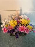 Rustic Farmhouse Country Flower Pots in Holder