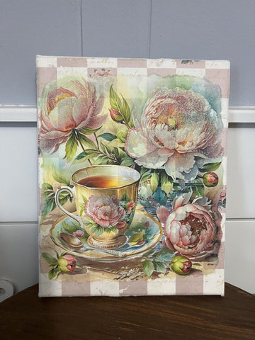 Tea Time Peony Canvas Print