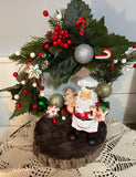 Christmas Santa Baking Cookies Wood Slice Table Decor