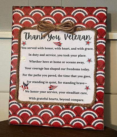 Patriotic Veteran Poem on Canvas
