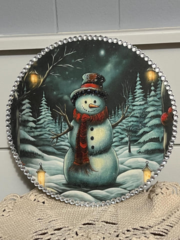 Christmas Winter Snowman Round