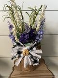 Country Flower Pot with Twine and Spring Flowers Bow and Bee