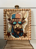 Heiland Cow Patriotic Shelf Sitter
