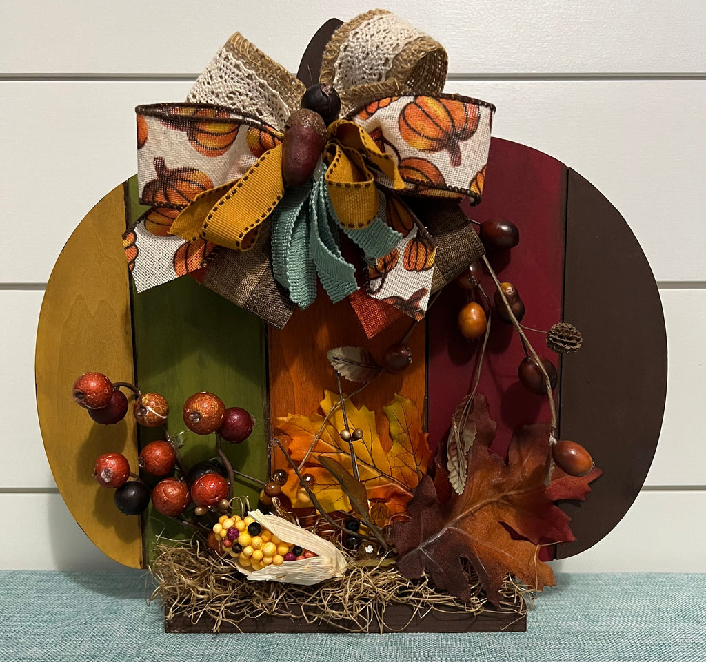 Fall Wooden Pumpkin Shelf Sitter Decor