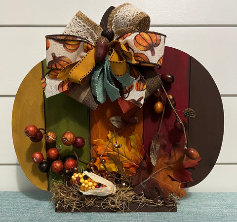 Fall Wooden Pumpkin Shelf Sitter Decor