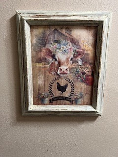 Framed Cow Farm Print