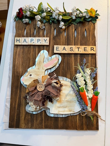 Rustic Wooden Easter Bunny Leaner or Wall Hanging