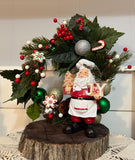 Christmas Santa Baking Cookies Wood Slice Table Decor