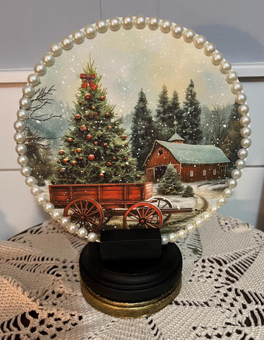 Christmas Country Winter Faux Water Globe Scene