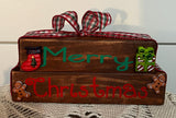 Merry Christmas Wood Block Decoration