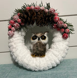 Yarn Winter Owl 6” Wreath