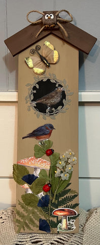 Mock Birdhouse Shelf Sitter on Wood