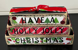 Have  Holly Jolly Christmas  Wood Word Block Stacker Decorative Sign Decoration