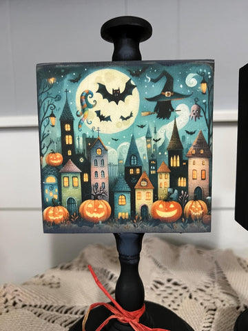 Whimsical Halloween Town Wooden Decor