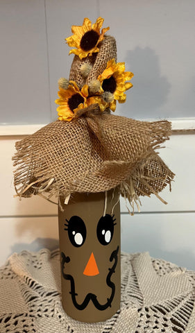 Fall Glass Bottle Scarecrow.